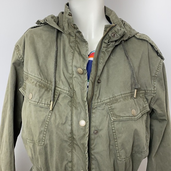 Aritzia Azure Skies Army Green Trooper Utility Hooded Fall Jacket Size S - Picture 5 of 16